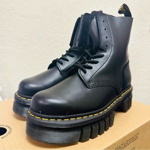 Dr. Martens Black Ankle Boots with Yellow Stitching
